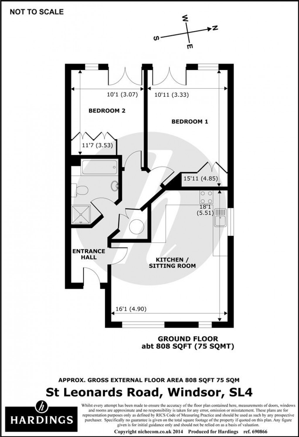 Floorplan for Knights Place, St Leonards Road, SL4